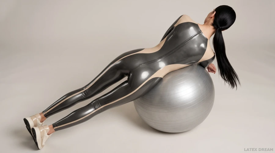Nerina in silver balance latex, AI-generated fashion visual 4